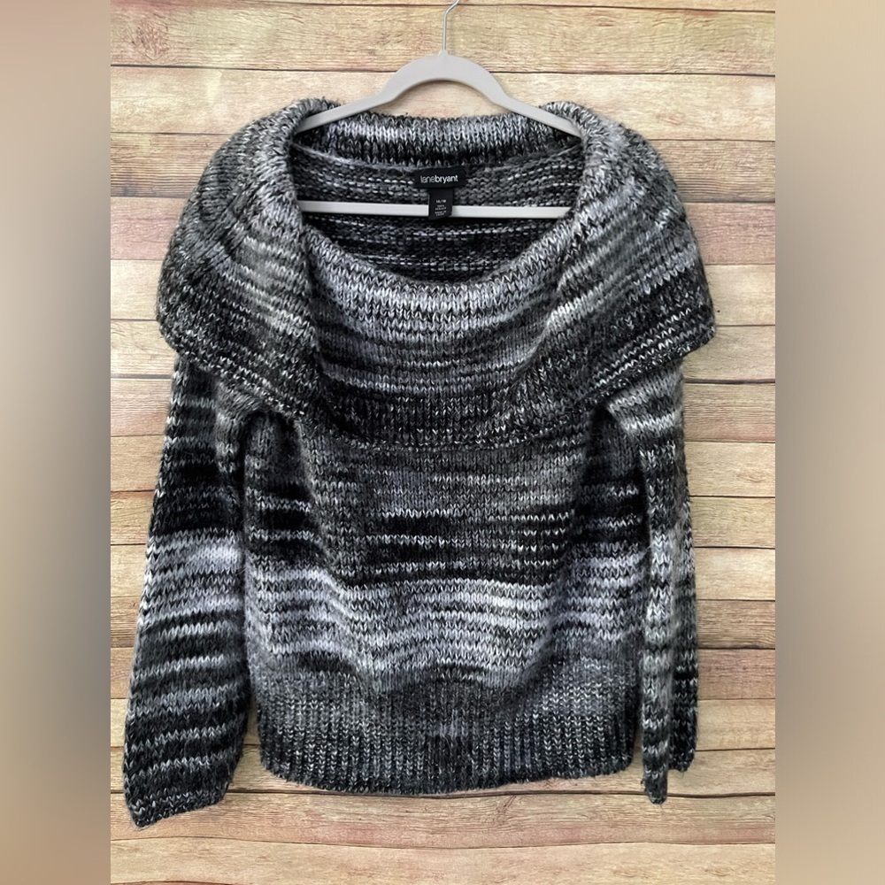 Lane Bryant Women’s Black Gray Pullover Knit Sweater Plus Size 14/16